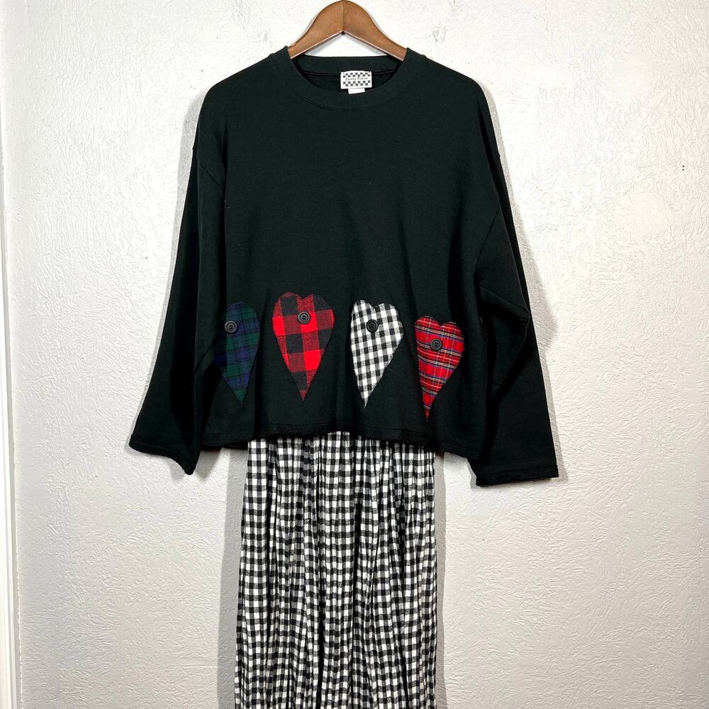 Vintage Country Pickins Skirt Sweatshirt Set Black White Red Prairie - L
